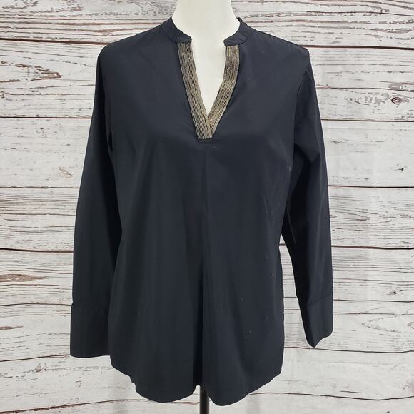 Soft Surroundings Women's Black V Neck Long Sleeve Top Size Medium - Picture 1 of 12
